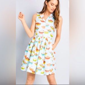 modcloth retro pie dress - 1950s style novelty dress - women’s size 4